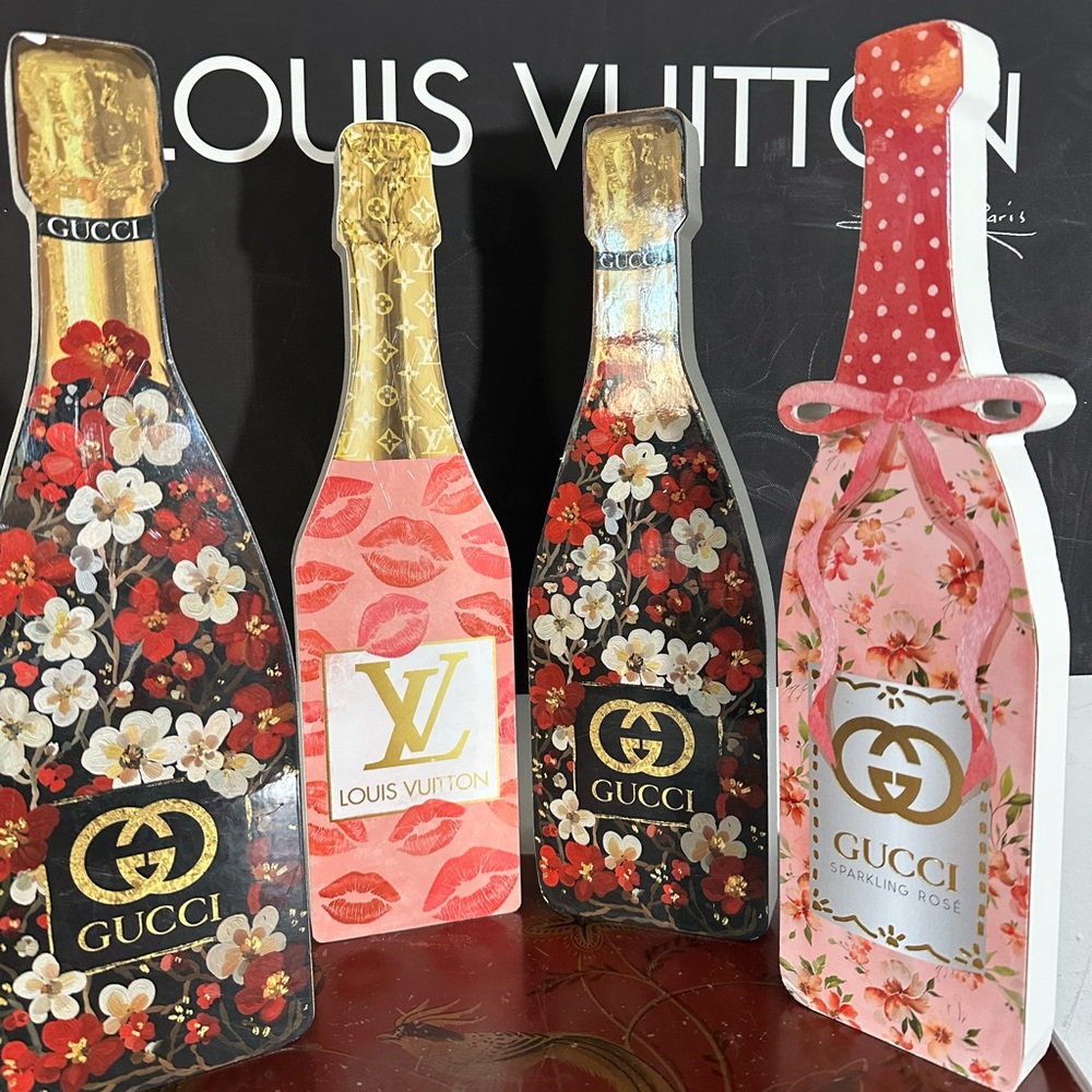 🆕Bundle of 4 Gucci & LV Wooden Decor Signs